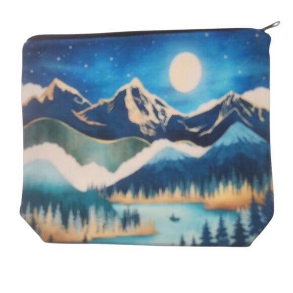 Cosmetic Bag Mountain Forest Nature Landscape Makeup Pouch Travel 8x7 - Picture 3 of 7